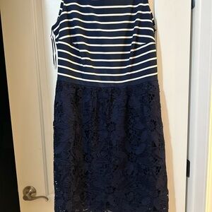 Taylor Navy and White Striped Dress
